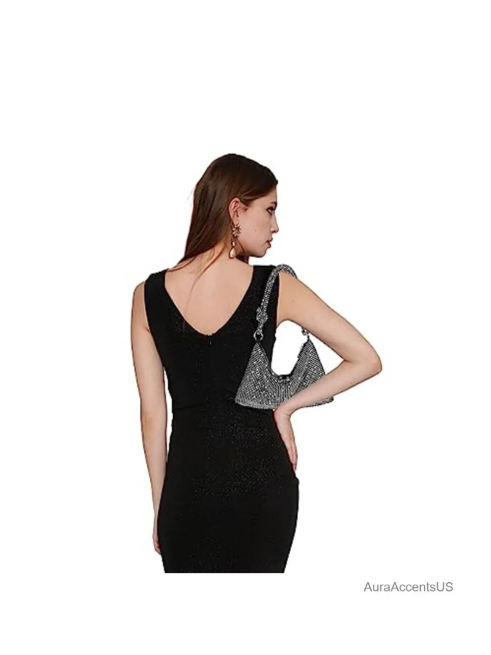Sparkly Sequin Rhinestone Clutch Evening Bag with Shoulder Strap